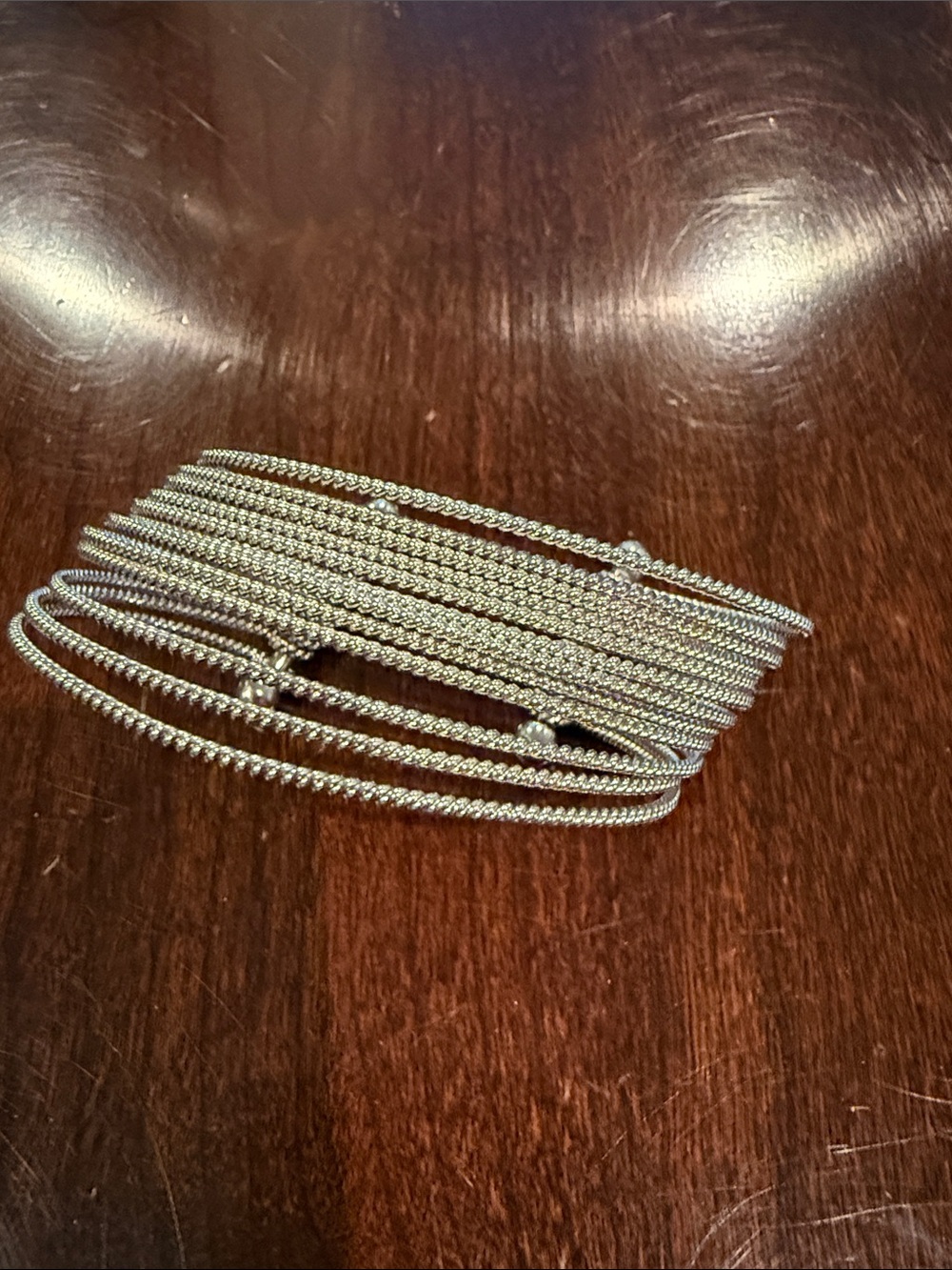 Multi-Strand Silver Coil Bracelet - Women Jewelry
